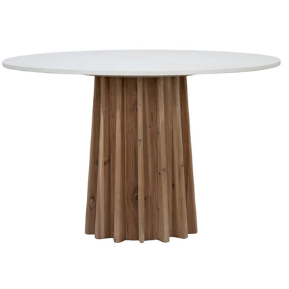 White Concrete Top and Natural Brushed Pine Wood Finish Lightweight Concrete Plaster Top and Reclaimed Pine Wood Base Table 47 in Wide