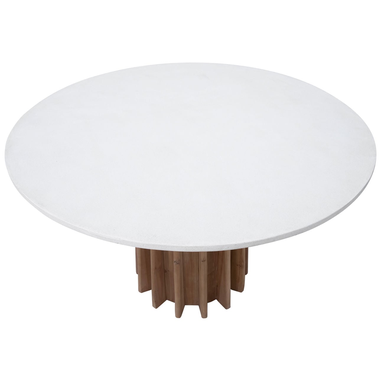 White Concrete Top and Natural Brushed Pine Wood Finish Lightweight Concrete Plaster Top and Reclaimed Pine Wood Base Table 47 in Wide