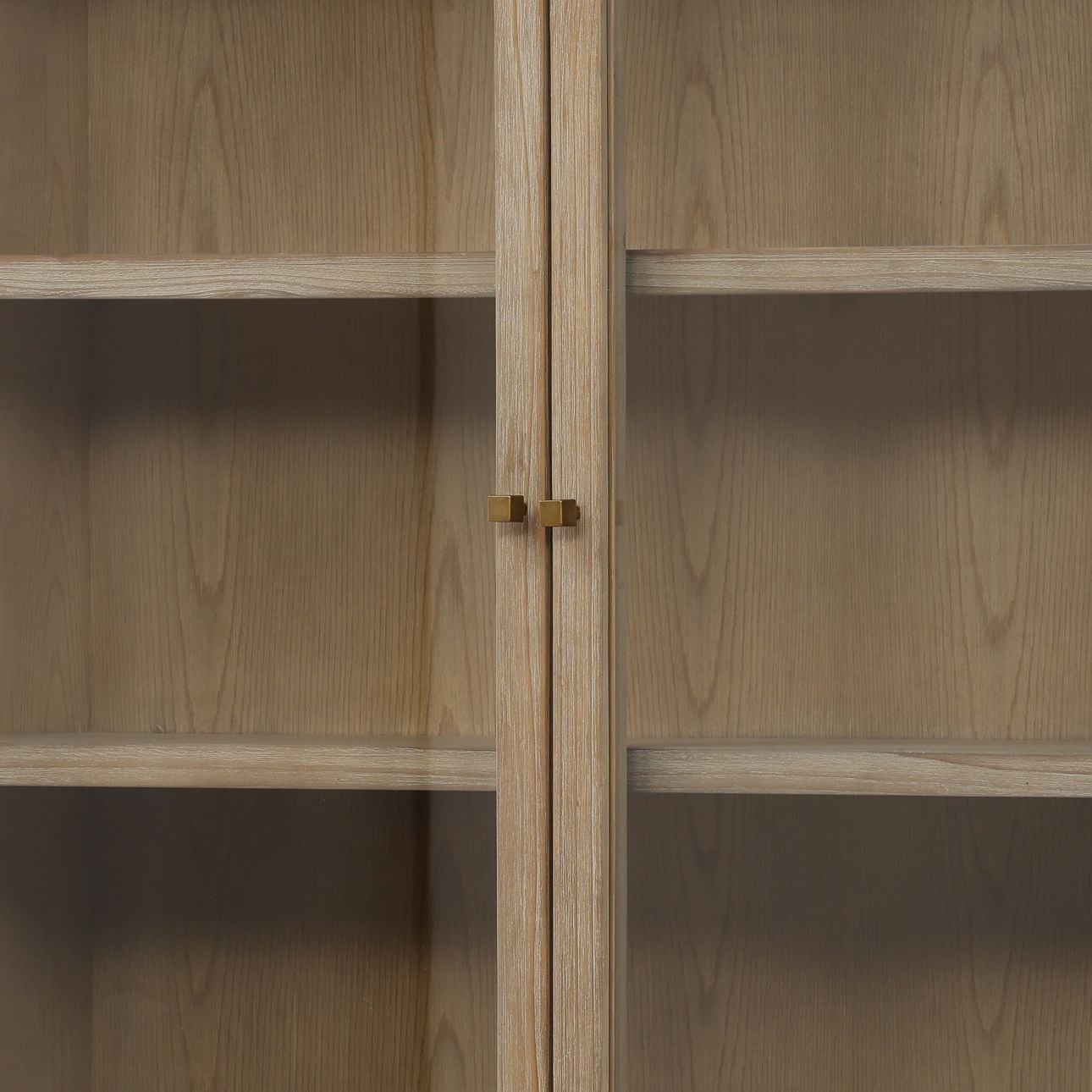 Warm Brown Wash Reclaimed Pine Wood, Glass and Select Hardwood Cabinet 71 in Wide