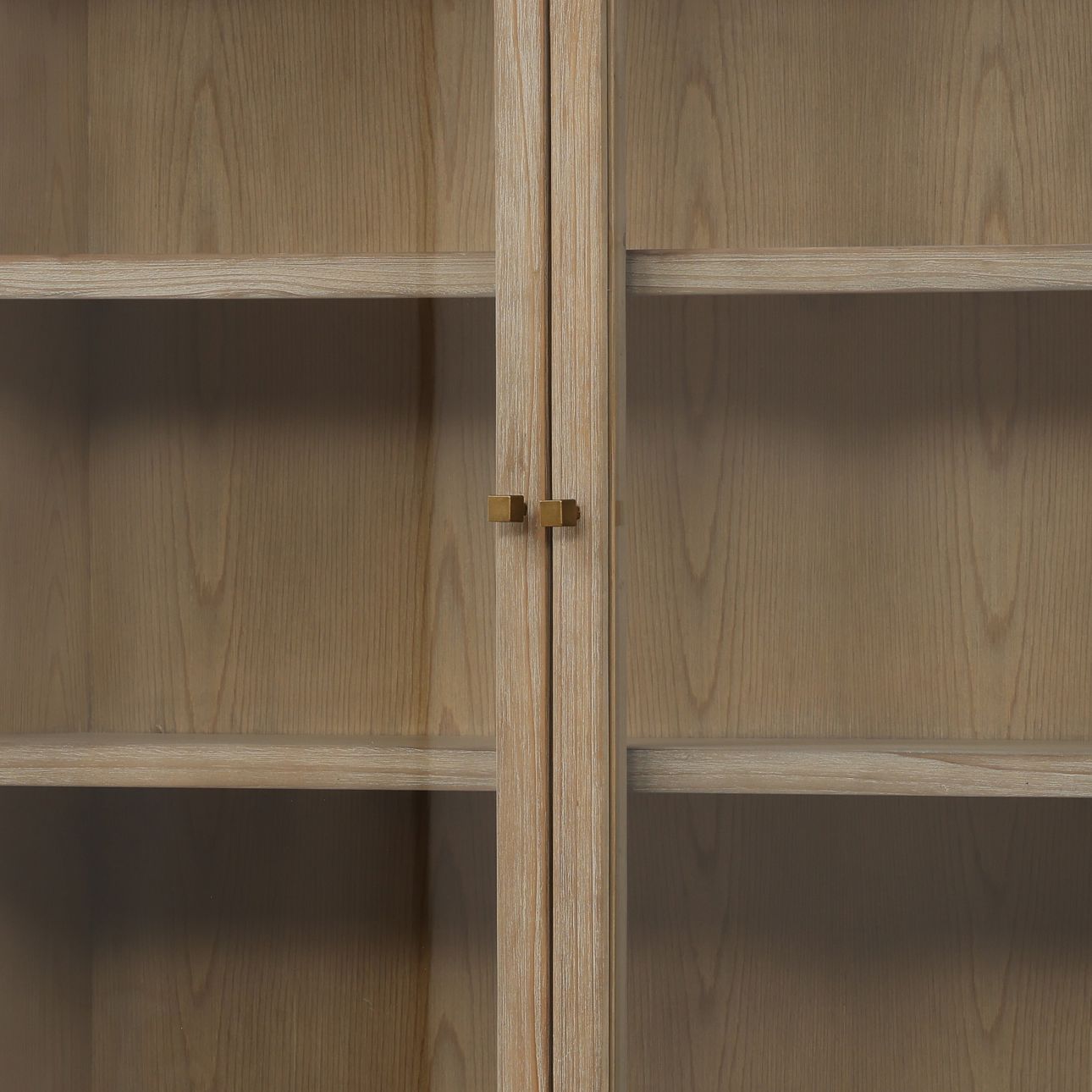 Warm Brown Wash Reclaimed Pine Wood, Glass and Select Hardwood Cabinet 71 in Wide