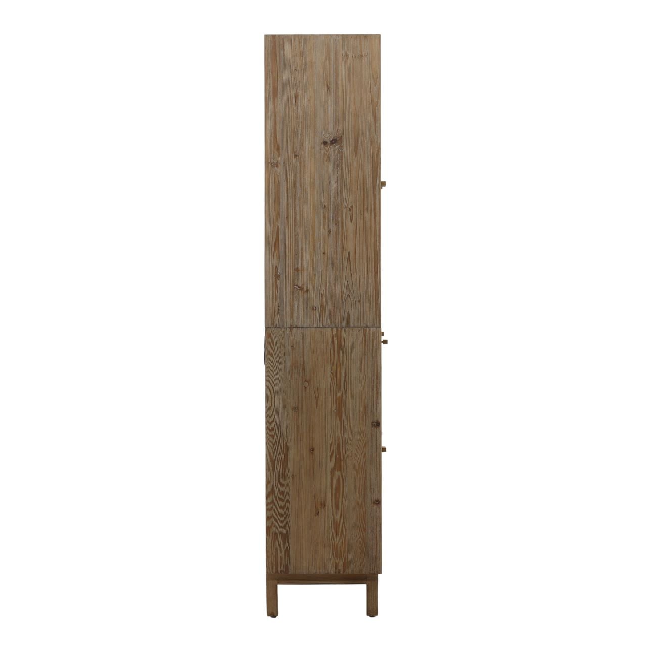 Warm Brown Wash Reclaimed Pine Wood, Glass and Select Hardwood Cabinet 71 in Wide