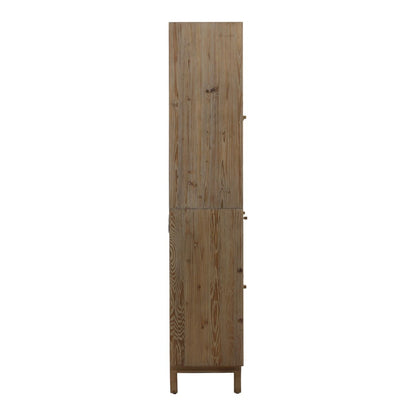 Warm Brown Wash Reclaimed Pine Wood, Glass and Select Hardwood Cabinet 71 in Wide