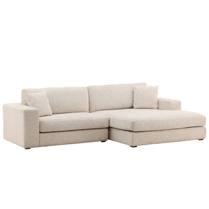 Odyssey Cream Basketweave Chenille Fabric Sectional 108.5 in Wide