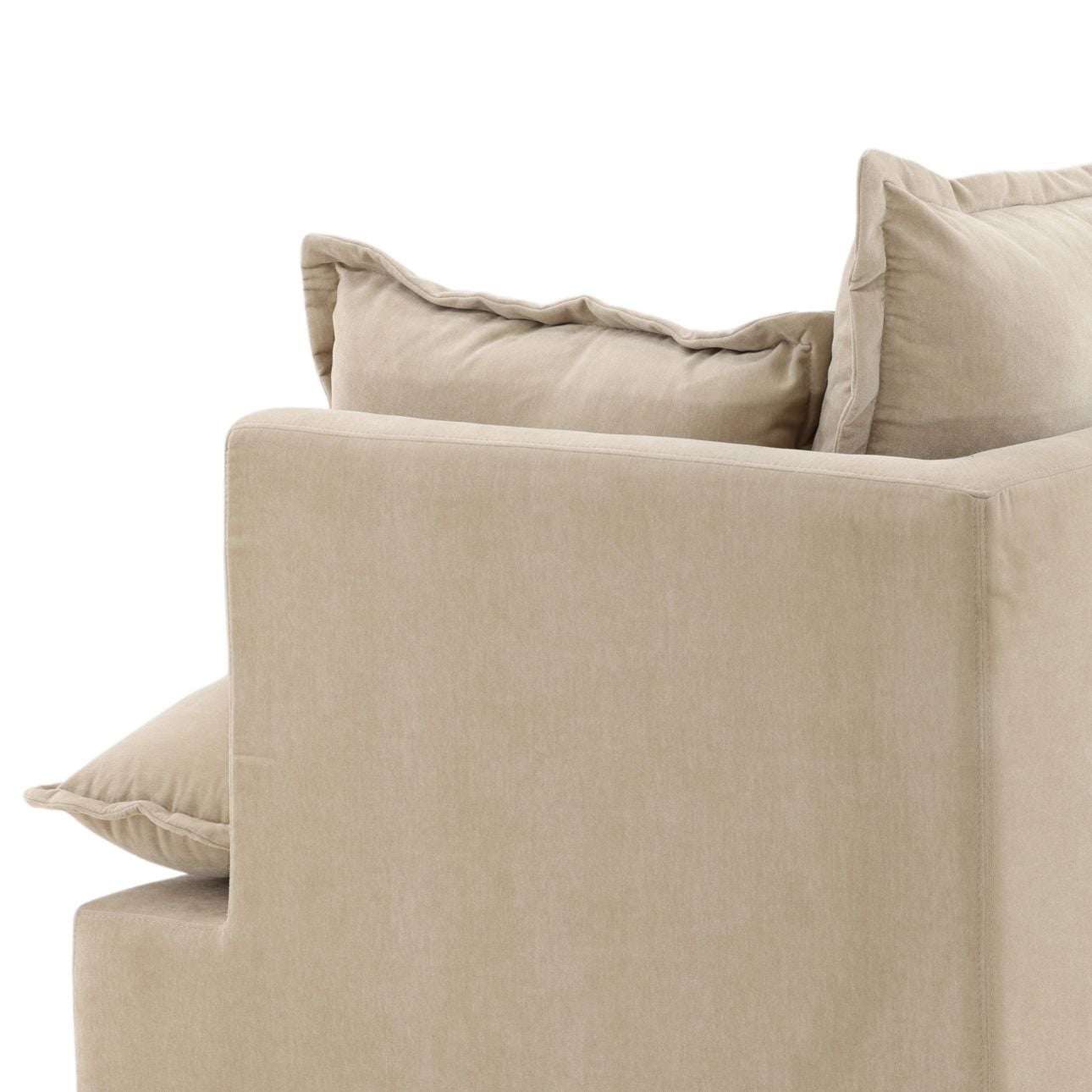 Moss Sand Velvet Fabric Sofa 84.5 in Wide