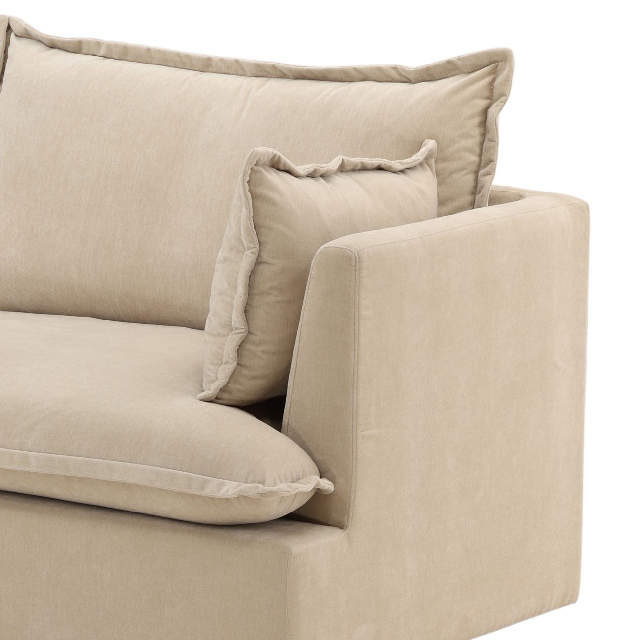 Moss Sand Velvet Fabric Sofa 84.5 in Wide