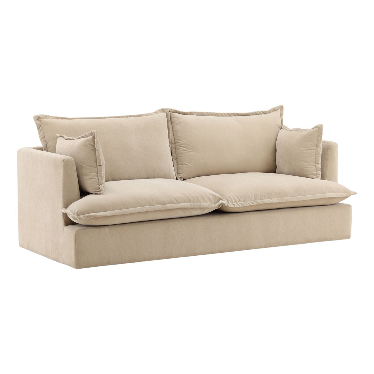 Moss Sand Velvet Fabric Sofa 84.5 in Wide
