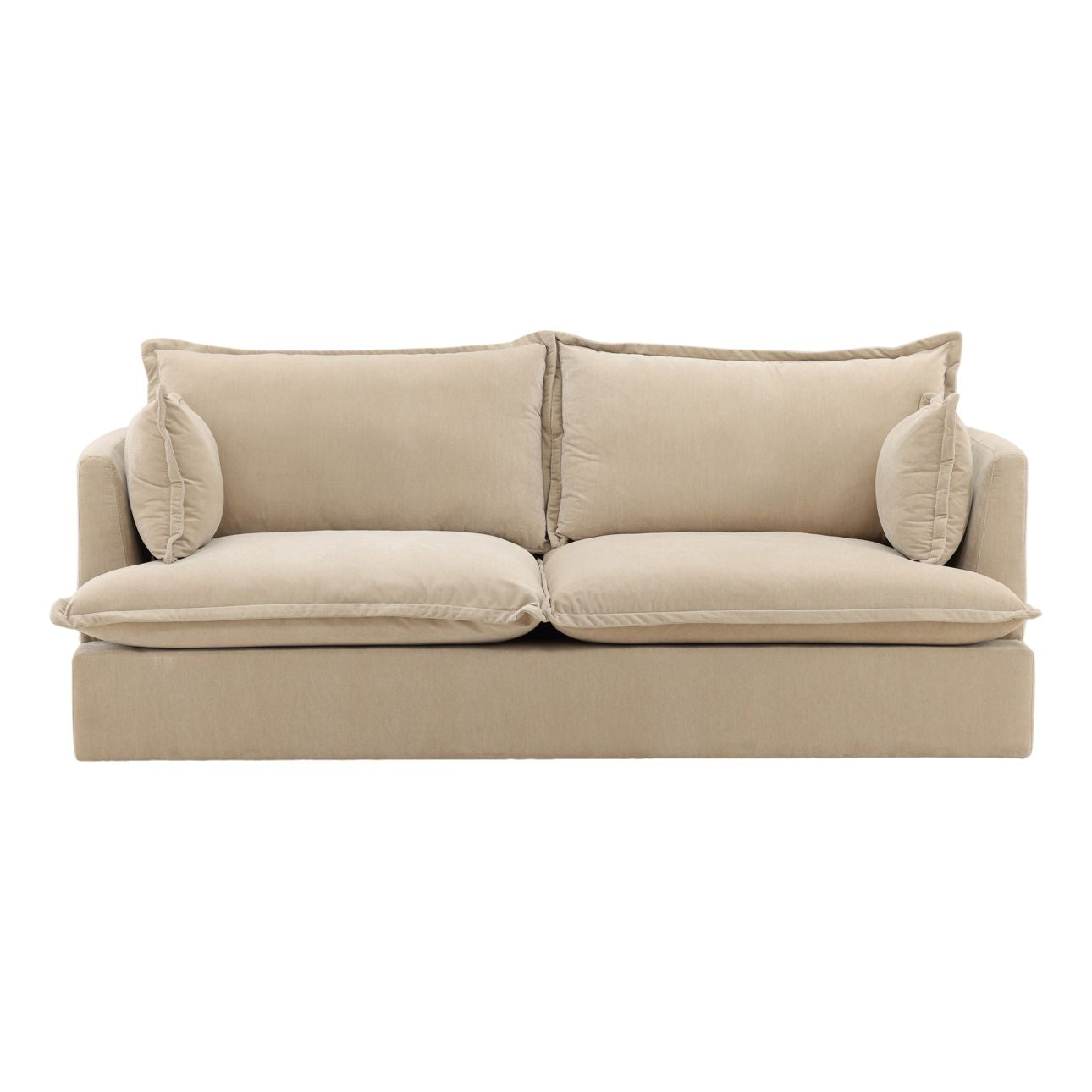 Moss Sand Velvet Fabric Sofa 84.5 in Wide