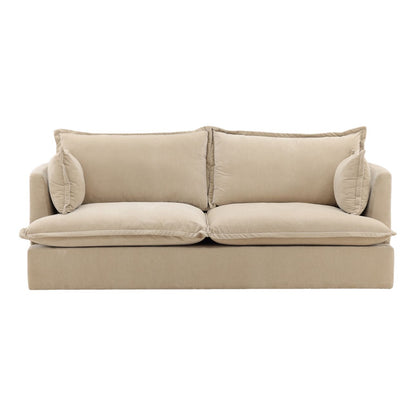 Moss Sand Velvet Fabric Sofa 84.5 in Wide