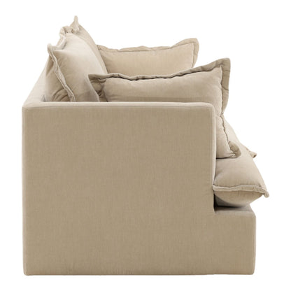 Moss Sand Velvet Fabric Sofa 84.5 in Wide