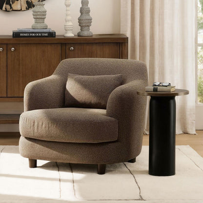 Vista Brown Boucle Fabric Chair 34 in Wide