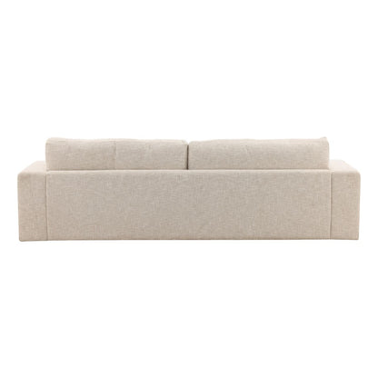 Odyssey Cream Basketweave Chenille Fabric Sofa 108 in Wide