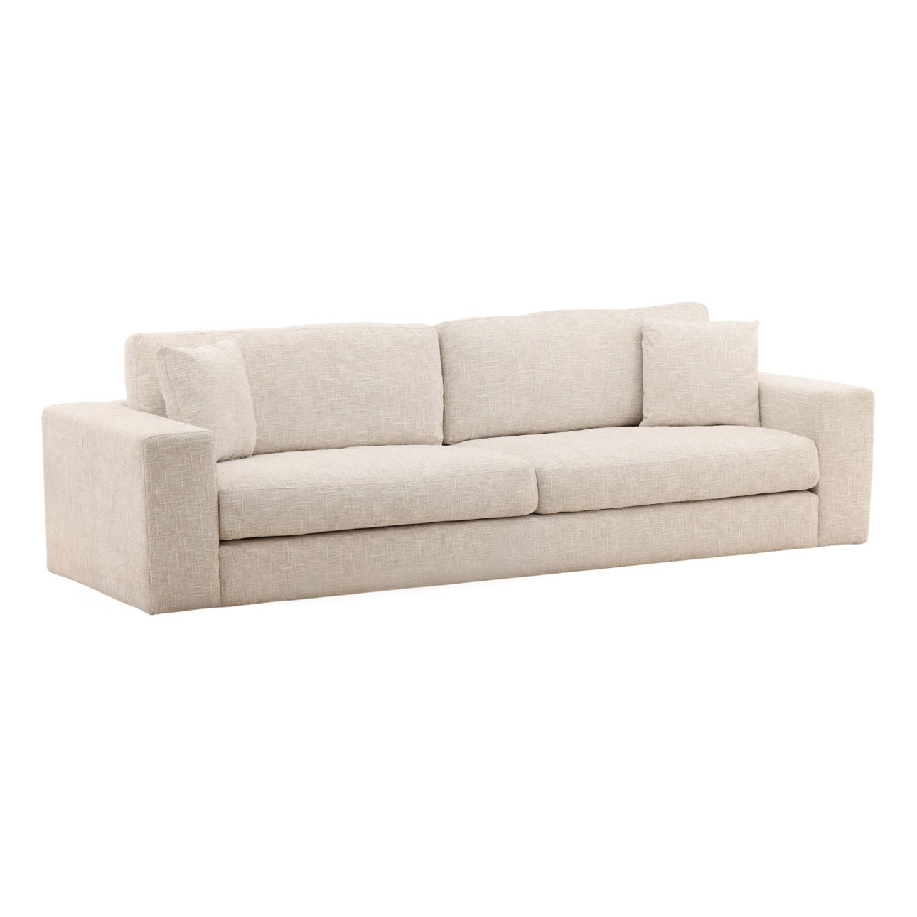 Odyssey Cream Basketweave Chenille Fabric Sofa 108 in Wide