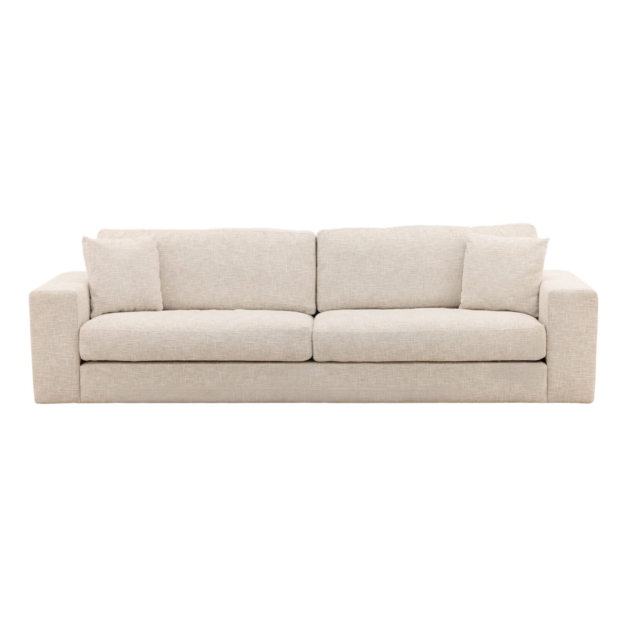 Odyssey Cream Basketweave Chenille Fabric Sofa 108 in Wide