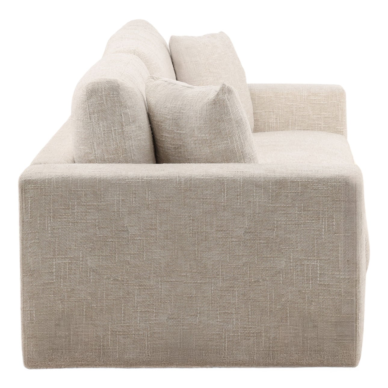 Odyssey Cream Basketweave Chenille Fabric Sofa 108 in Wide