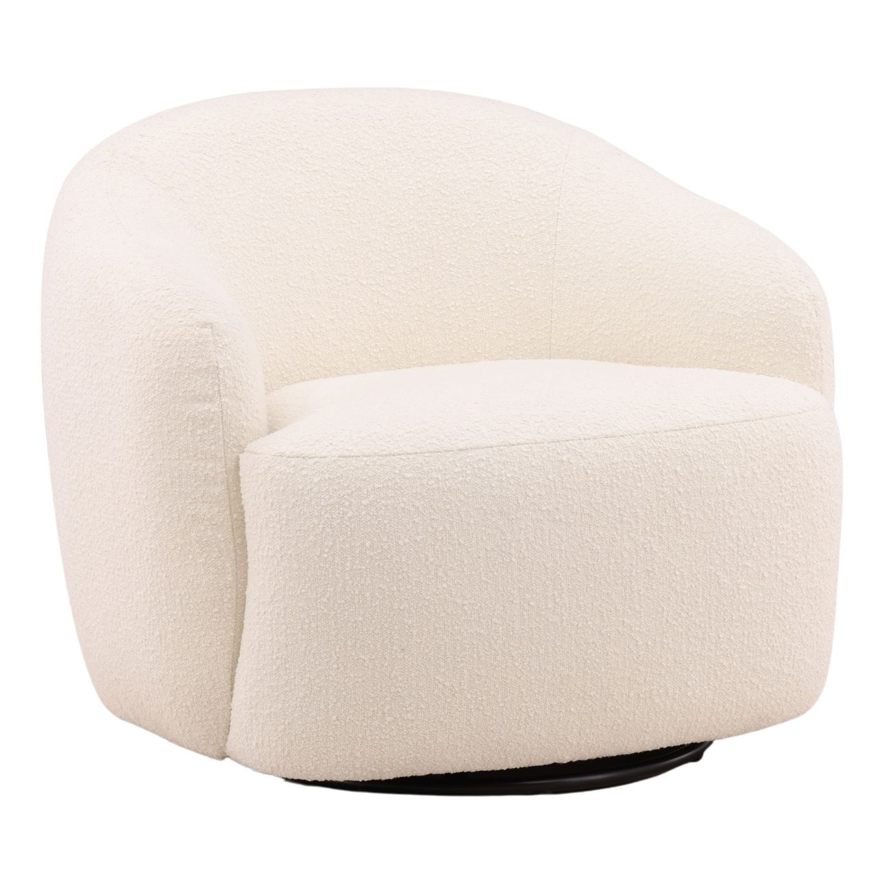 Cream and Black Boucle Fabric and Iron Base Chair 36 in Wide
