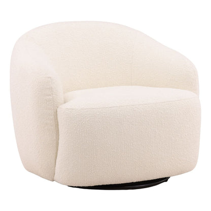 Cream and Black Boucle Fabric and Iron Base Chair 36 in Wide