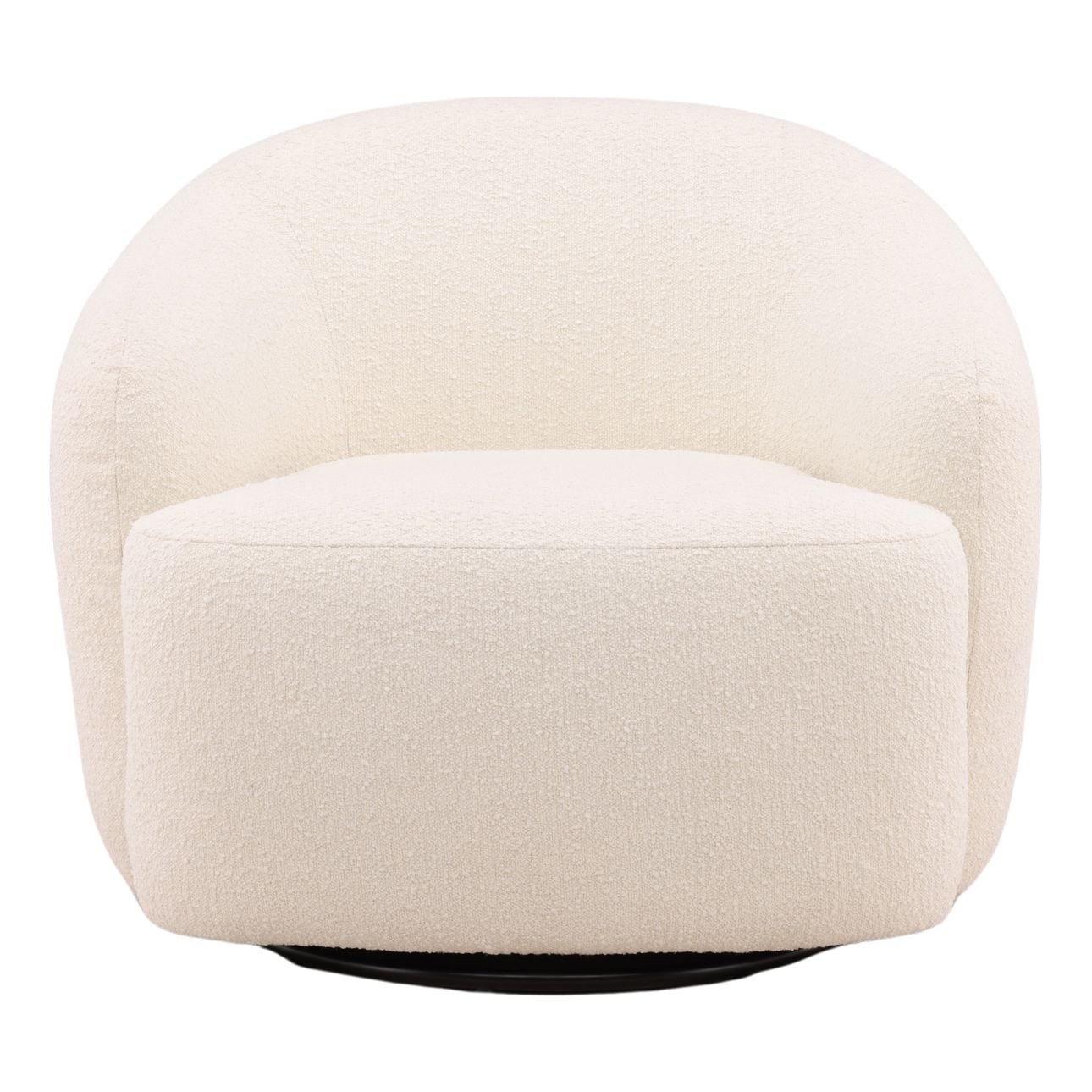 Cream and Black Boucle Fabric and Iron Base Chair 36 in Wide