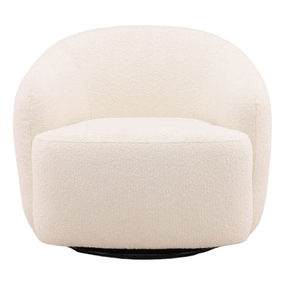 Cream and Black Boucle Fabric and Iron Base Chair 36 in Wide