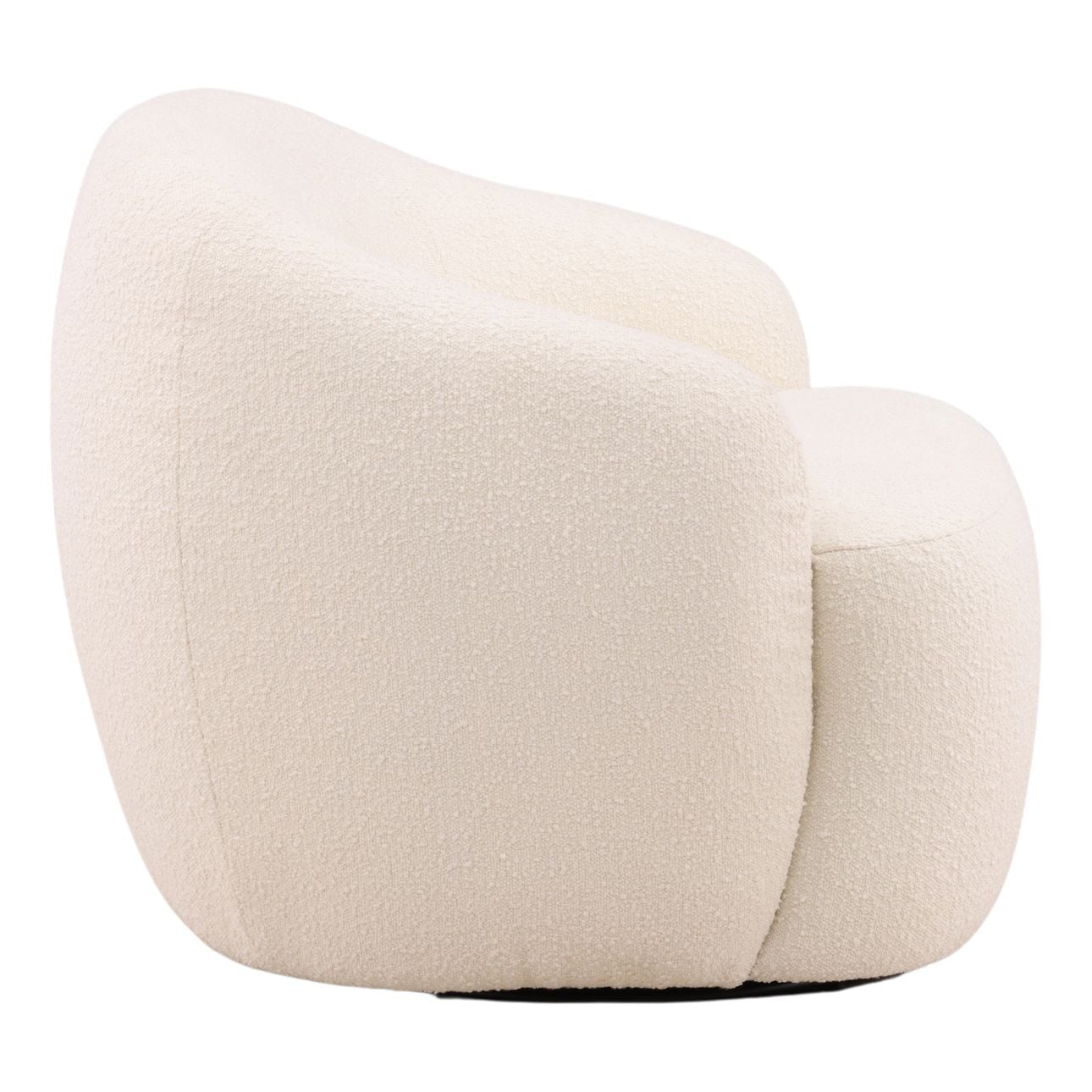 Cream and Black Boucle Fabric and Iron Base Chair 36 in Wide