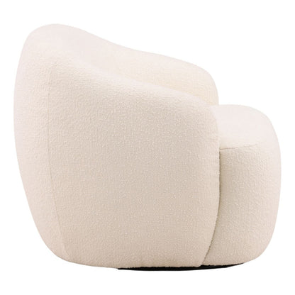 Cream and Black Boucle Fabric and Iron Base Chair 36 in Wide