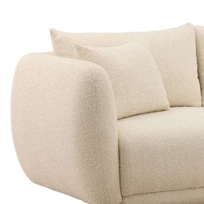 Olana Cream Boucle Fabric Sofa 84 in Wide