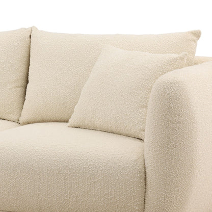 Olana Cream Boucle Fabric Sofa 84 in Wide