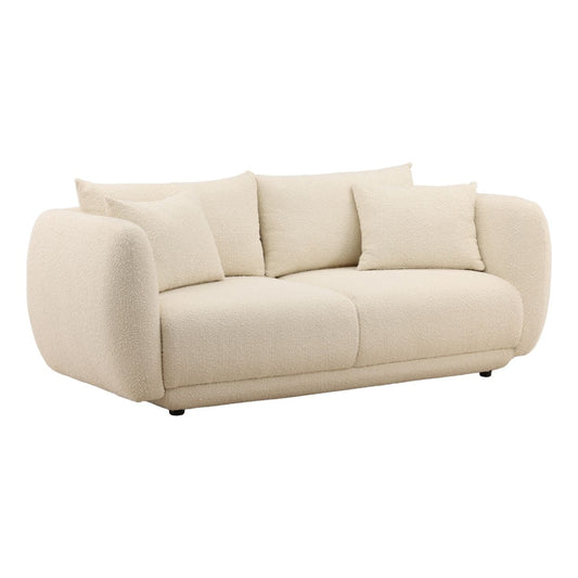 Olana Cream Boucle Fabric Sofa 84 in Wide