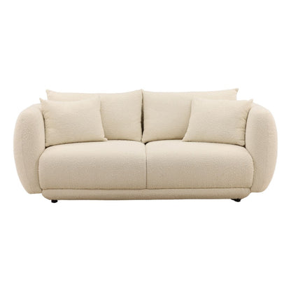 Olana Cream Boucle Fabric Sofa 84 in Wide