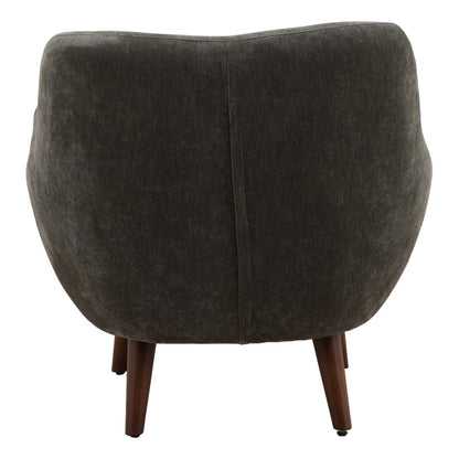 Canna Forest and Brown Chenille Fabric and Rubber Wood Chair 32 in Wide