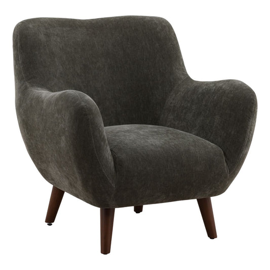 Canna Forest and Brown Chenille Fabric and Rubber Wood Chair 32 in Wide