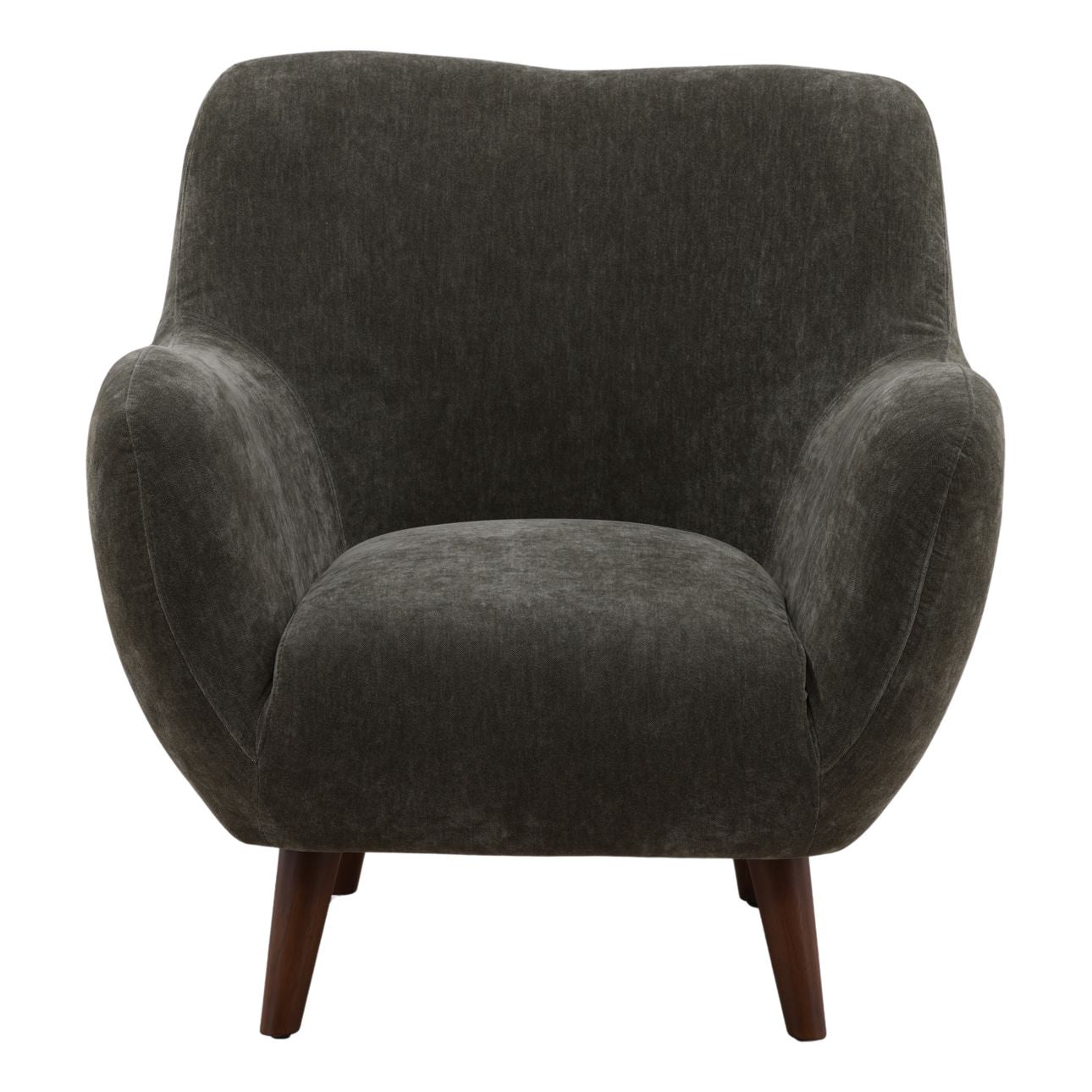 Canna Forest and Brown Chenille Fabric and Rubber Wood Chair 32 in Wide