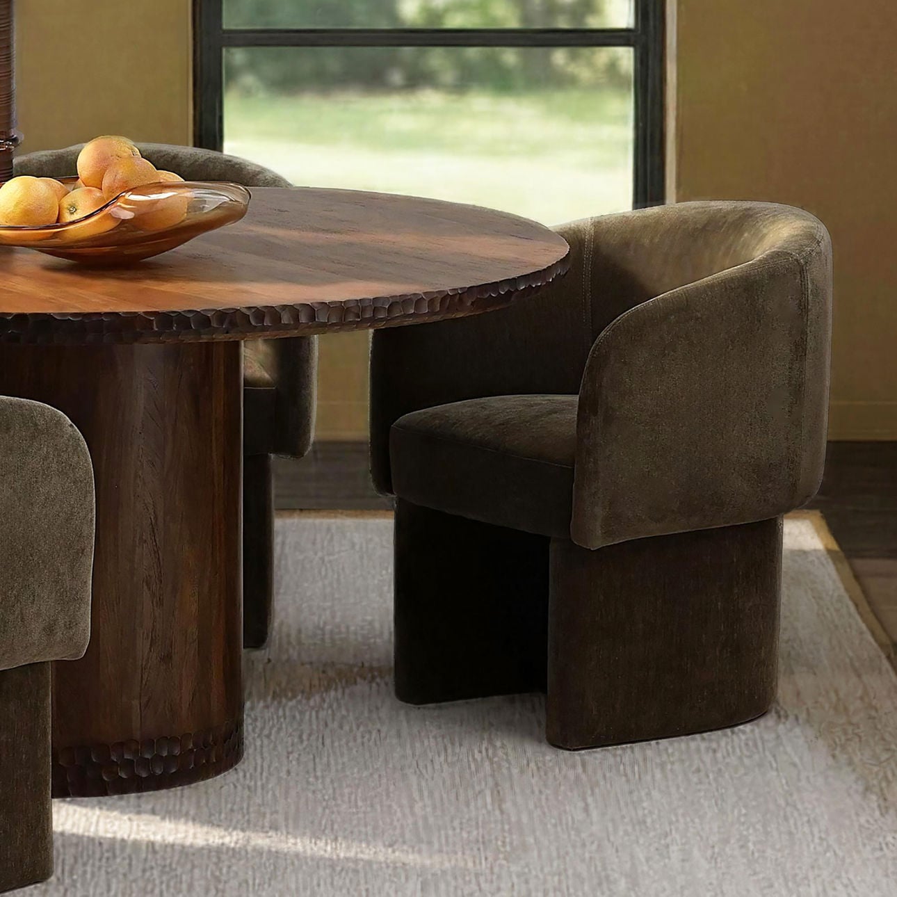 Moss Olive Velvet Fabric Chair 25.5 in Wide