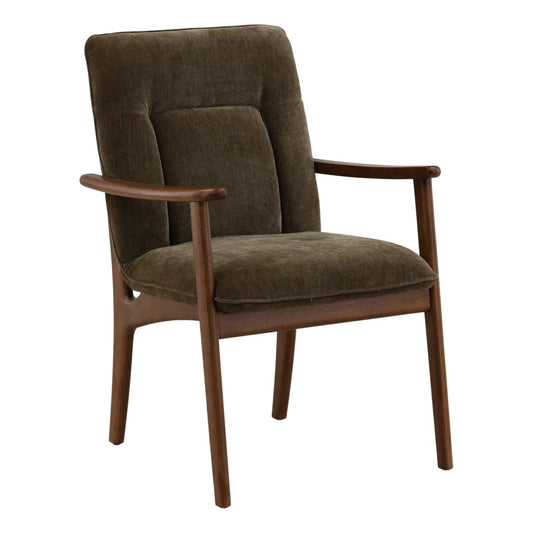 Curated Velvet Fabric and Rubber Wood Dining Chair