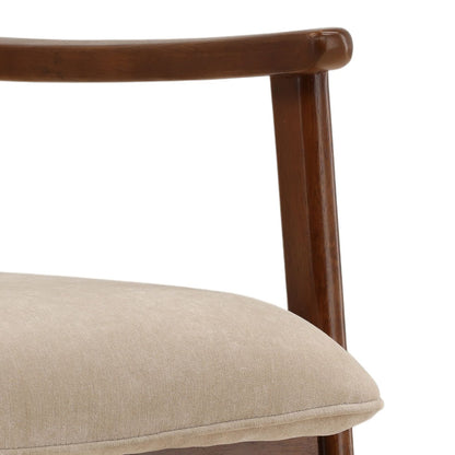 Moss Sand and Brown Velvet Fabric and Rubber Wood Chair 23.5 in Wide