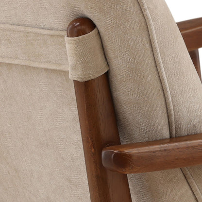 Moss Sand and Brown Velvet Fabric and Rubber Wood Chair 23.5 in Wide