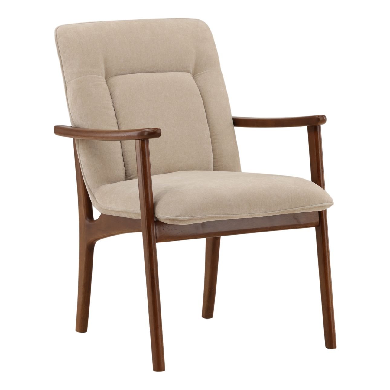 Moss Sand and Brown Velvet Fabric and Rubber Wood Chair 23.5 in Wide