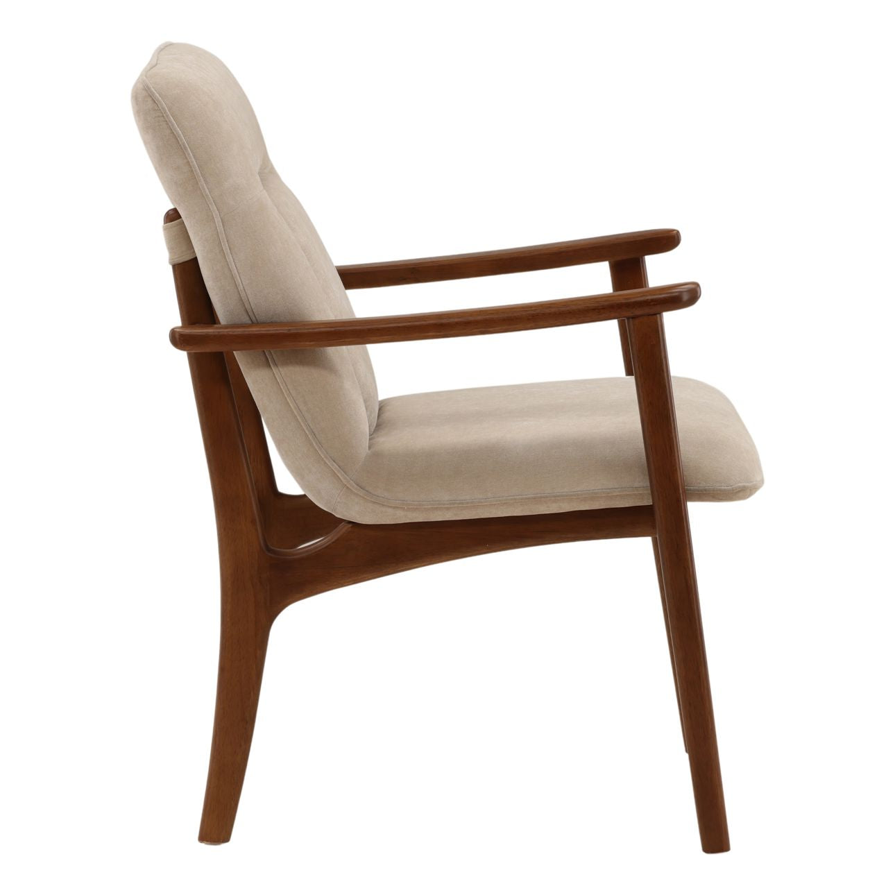 Moss Sand and Brown Velvet Fabric and Rubber Wood Chair 23.5 in Wide