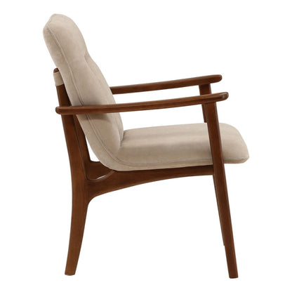 Moss Sand and Brown Velvet Fabric and Rubber Wood Chair 23.5 in Wide