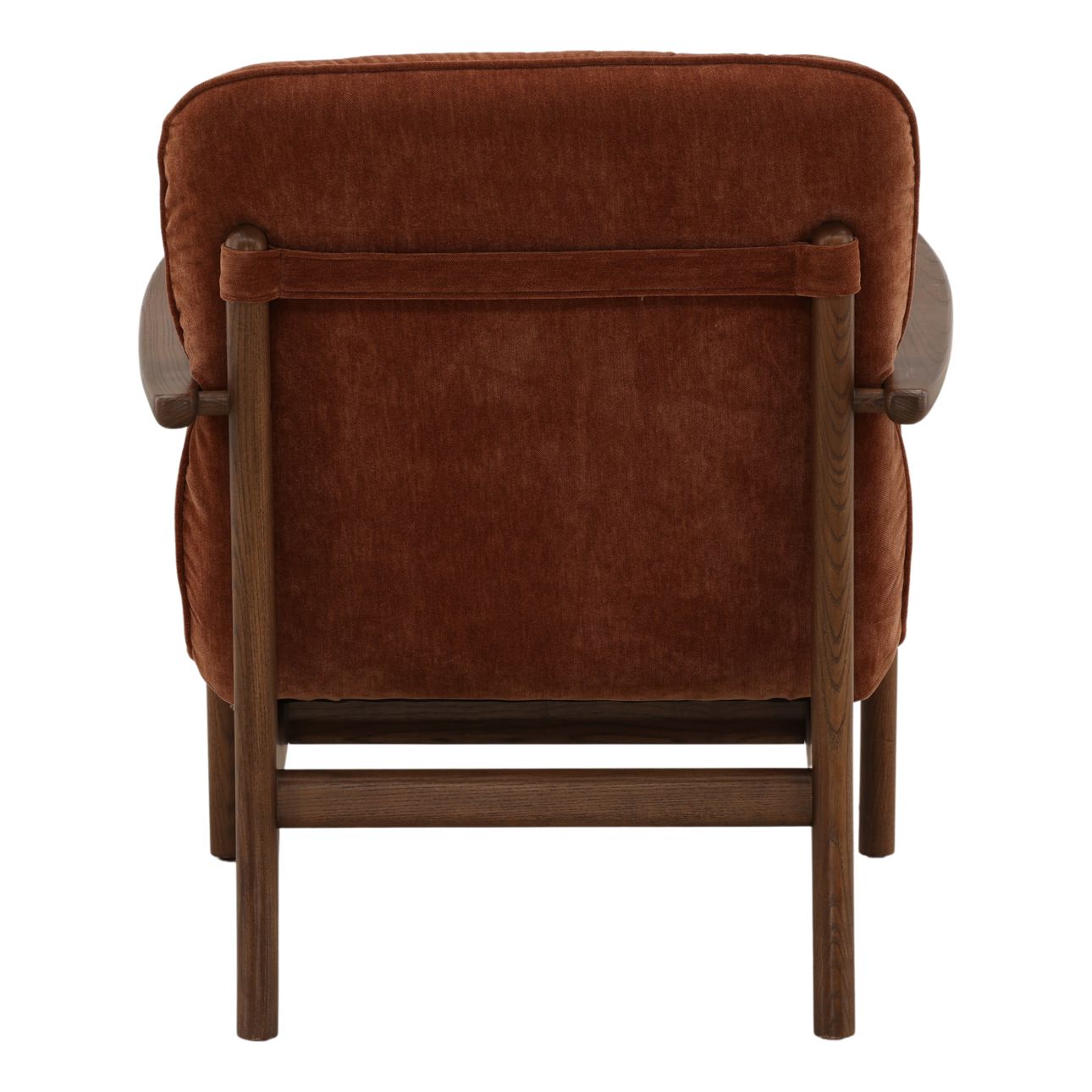 Canna Rust and Brown Chenille Fabric and Rubber Wood Chair 28.5 in Wide
