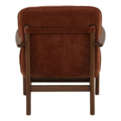 Canna Rust and Brown Chenille Fabric and Rubber Wood Chair 28.5 in Wide