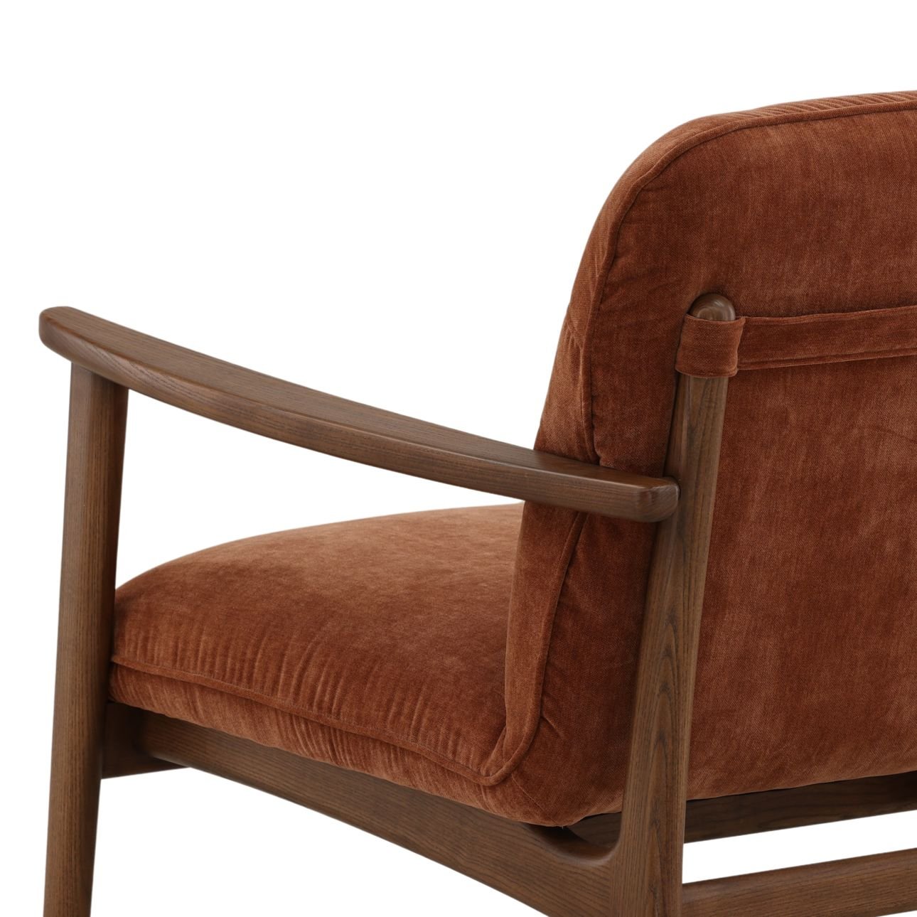 Canna Rust and Brown Chenille Fabric and Rubber Wood Chair 28.5 in Wide