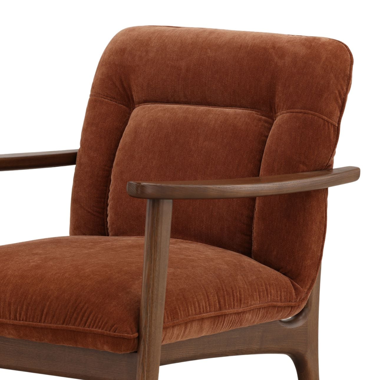 Canna Rust and Brown Chenille Fabric and Rubber Wood Chair 28.5 in Wide