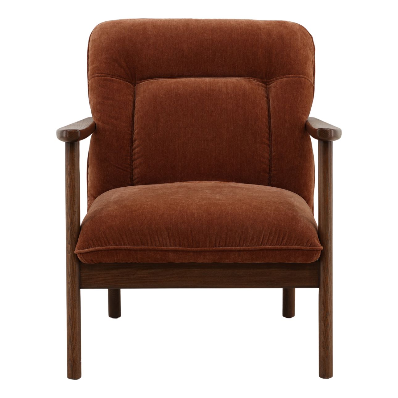 Canna Rust and Brown Chenille Fabric and Rubber Wood Chair 28.5 in Wide