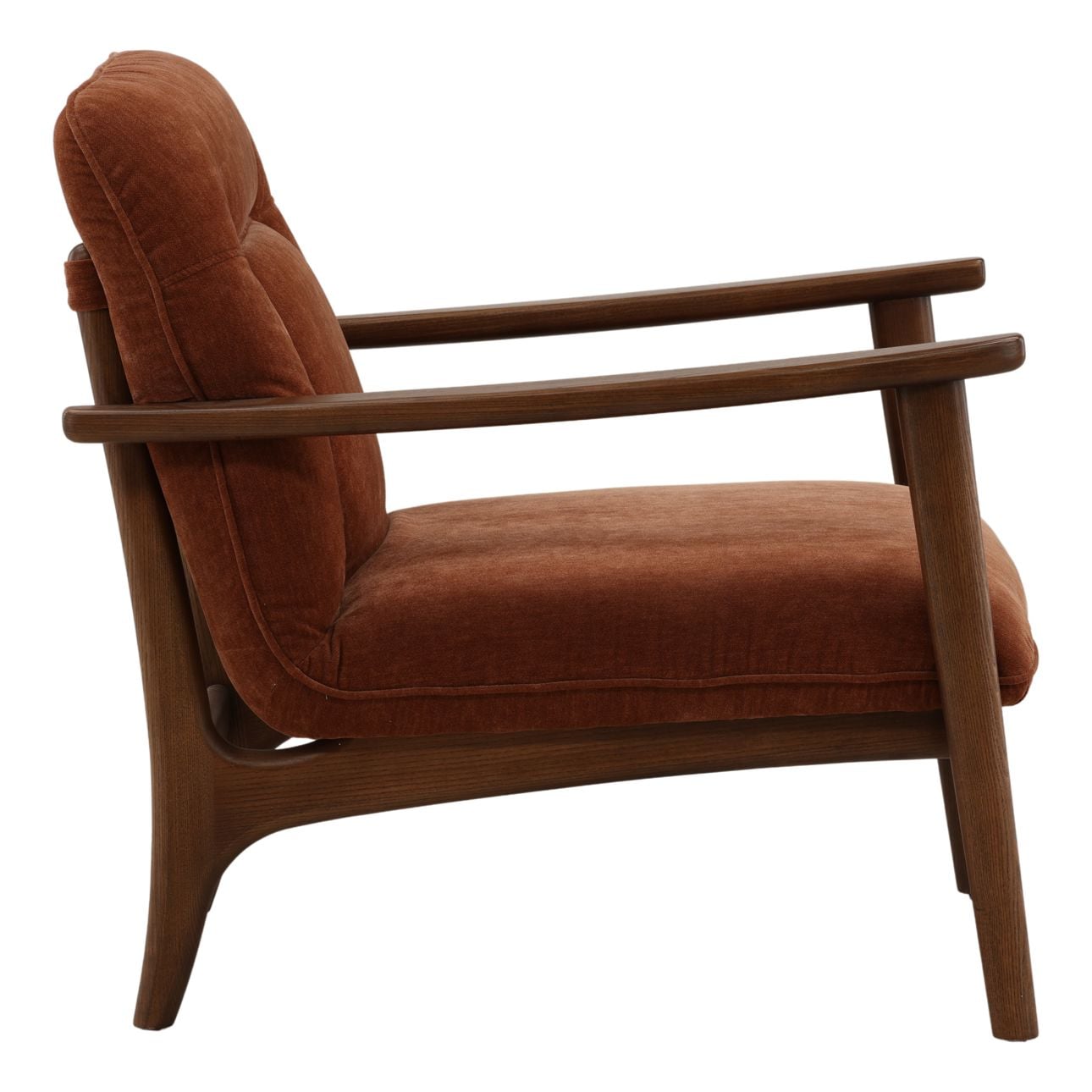 Canna Rust and Brown Chenille Fabric and Rubber Wood Chair 28.5 in Wide
