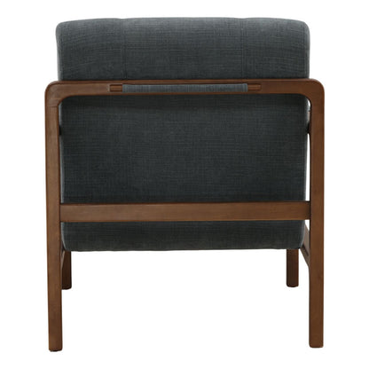 Sepulveda Blue and Brown Basketweave Fabric and Rubber Wood Chair 29.5 in Wide