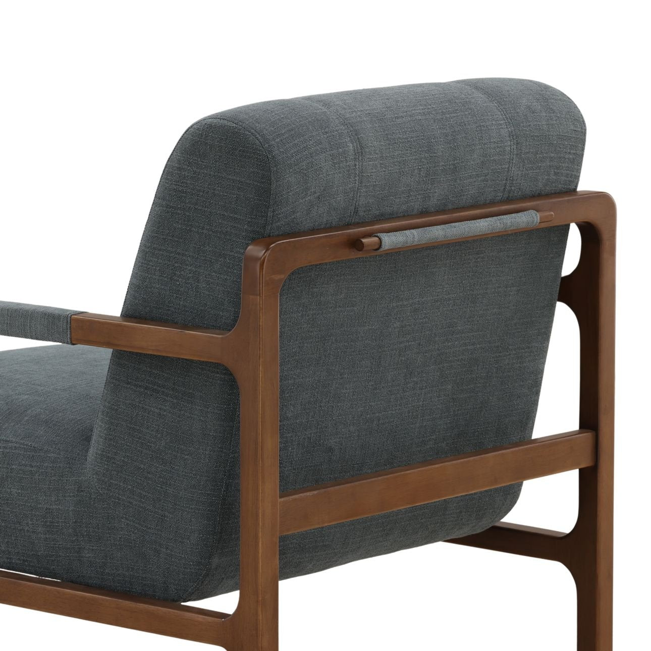 Sepulveda Blue and Brown Basketweave Fabric and Rubber Wood Chair 29.5 in Wide