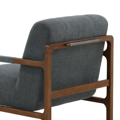 Sepulveda Blue and Brown Basketweave Fabric and Rubber Wood Chair 29.5 in Wide