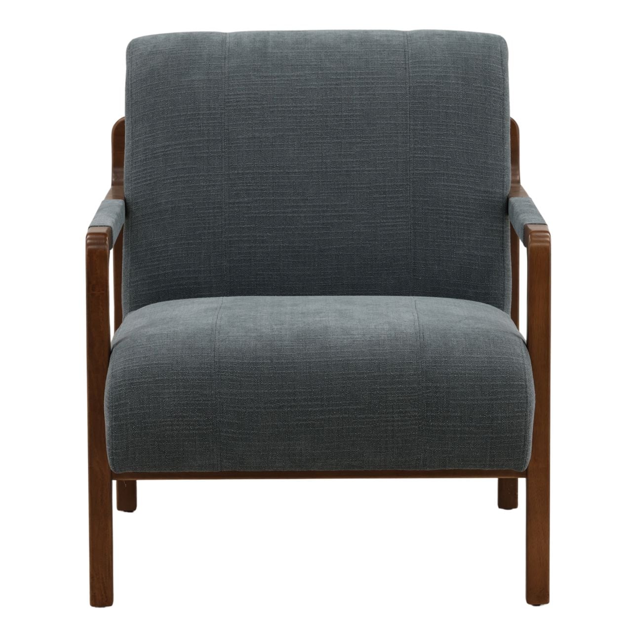 Sepulveda Blue and Brown Basketweave Fabric and Rubber Wood Chair 29.5 in Wide