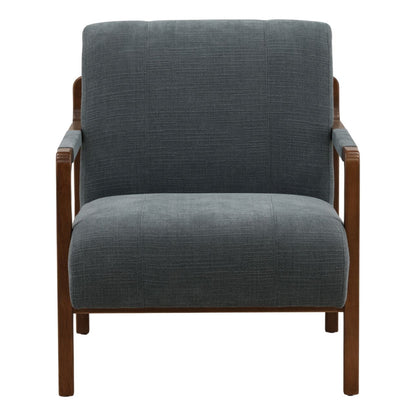 Sepulveda Blue and Brown Basketweave Fabric and Rubber Wood Chair 29.5 in Wide