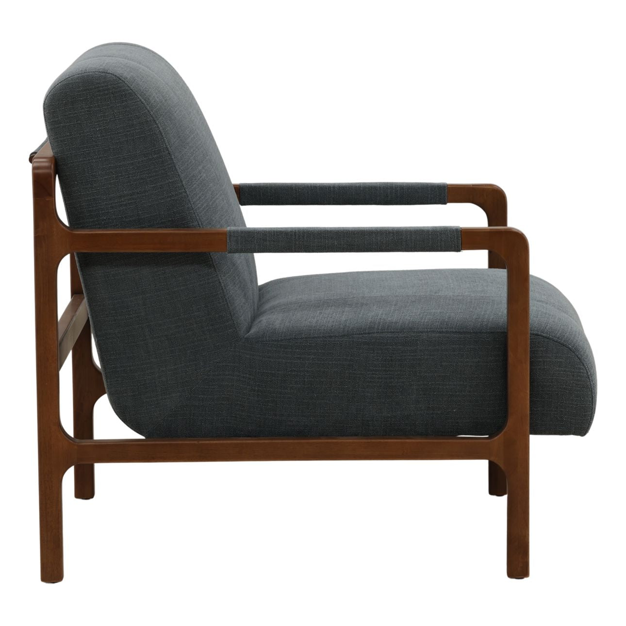 Sepulveda Blue and Brown Basketweave Fabric and Rubber Wood Chair 29.5 in Wide